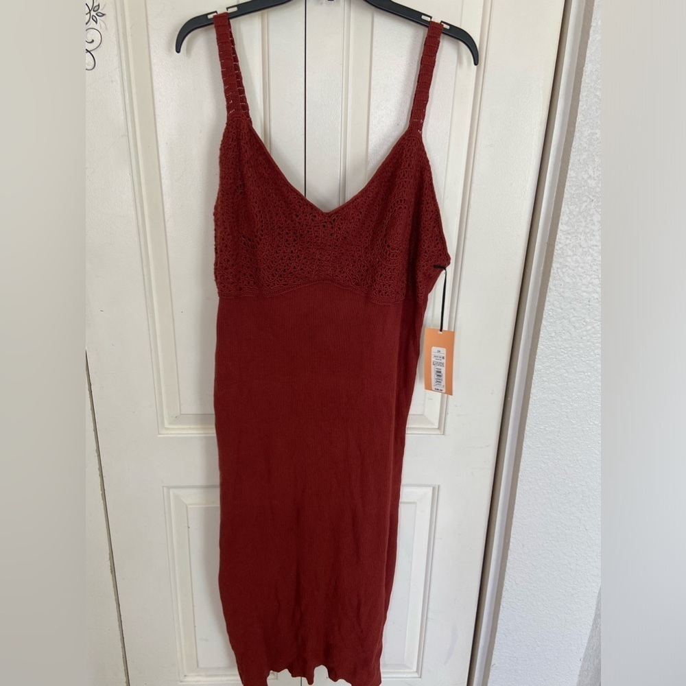 Future Collective Rust Colored Spaghetti Strap Dress-size 2X